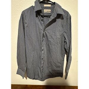 Nordstrom Men's Blue Striped Button-Up Long Sleeve Shirt Size M